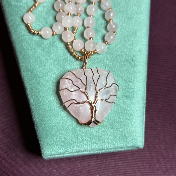 New heart natural rose quartz necklace - Picture 3 of 5
